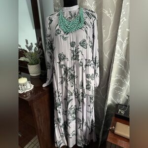 a new day Green and White Floral Long Sleeve Dress